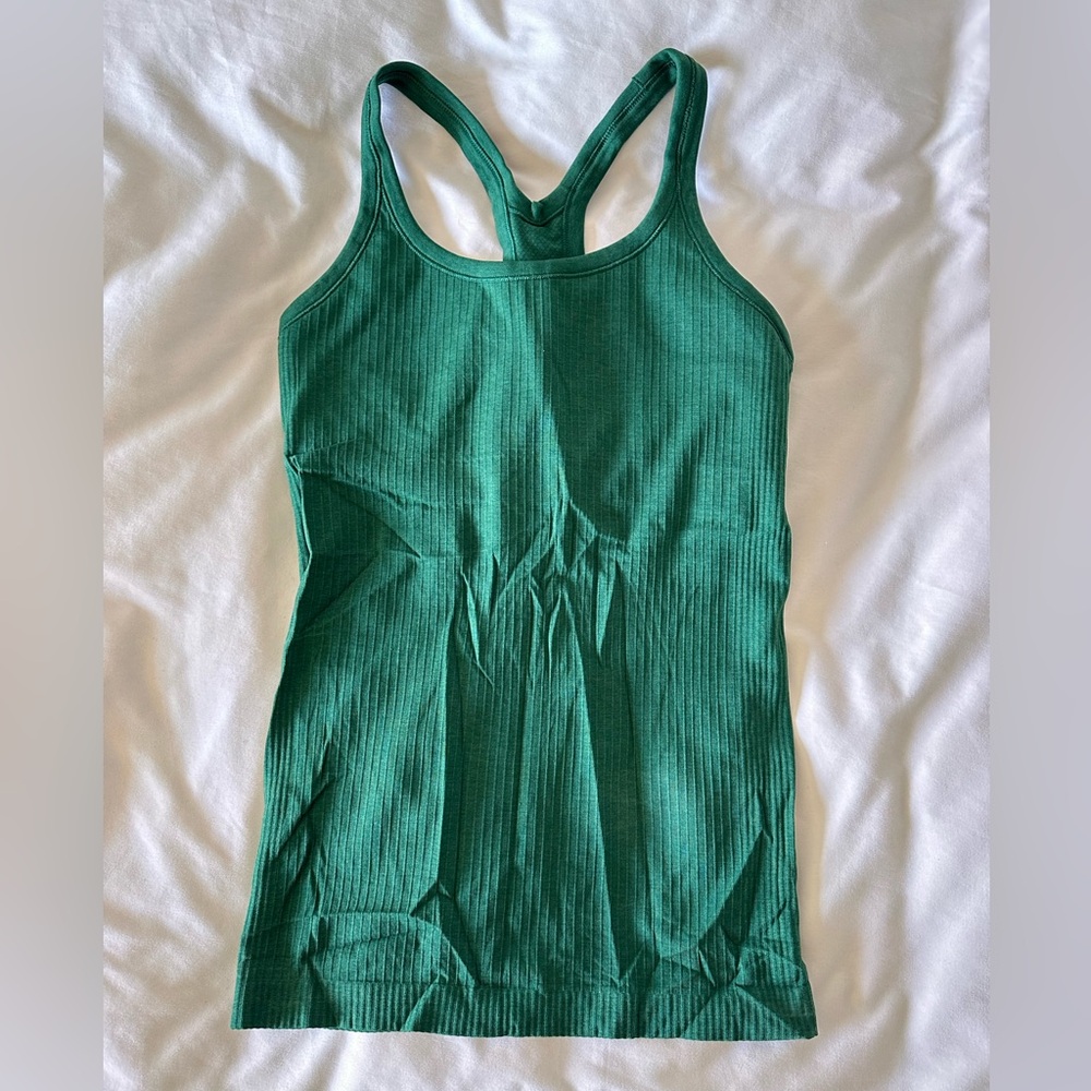 Green lululemon ebb to street tank